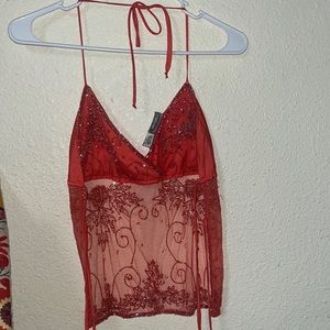 Vintage Y2K beaded peach rave top